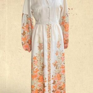 TRUE VINTAGE 1970s Alfred Shaheen Floral Maxi Dress • Modern S/M